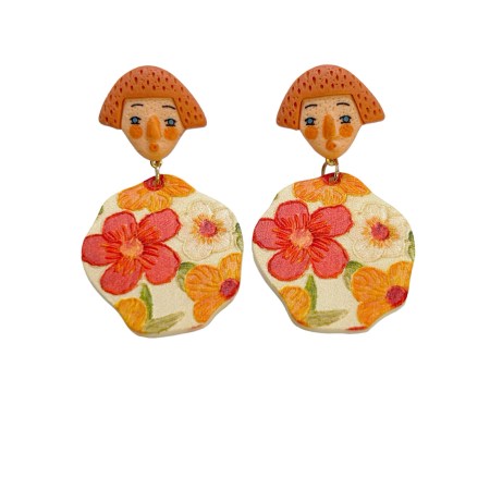 earrings stud plexiglass flower lady2